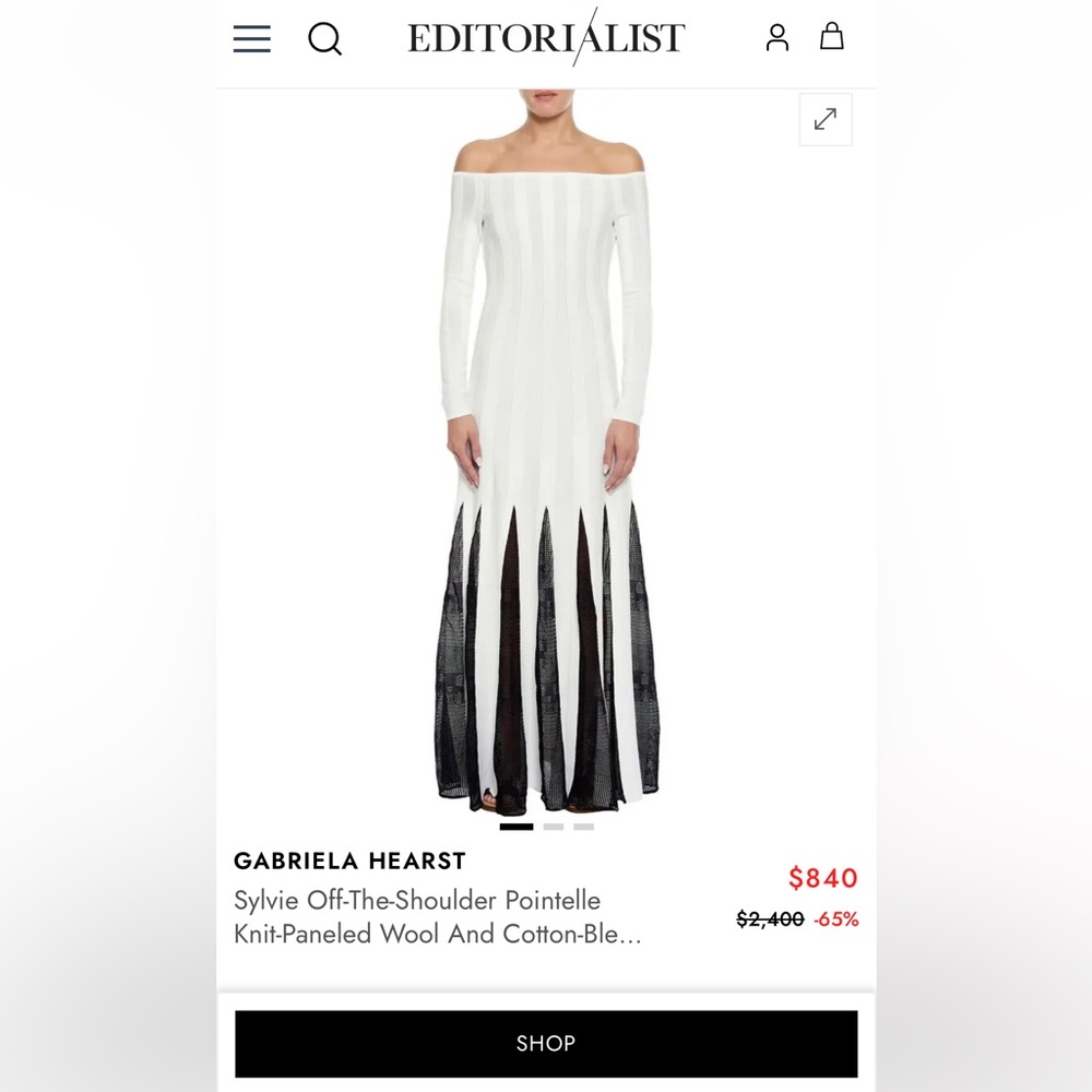Gabriela Hearst Sylvie Off-The-Shoulder Pointelle Knit-Paneled Wool and Cotton
